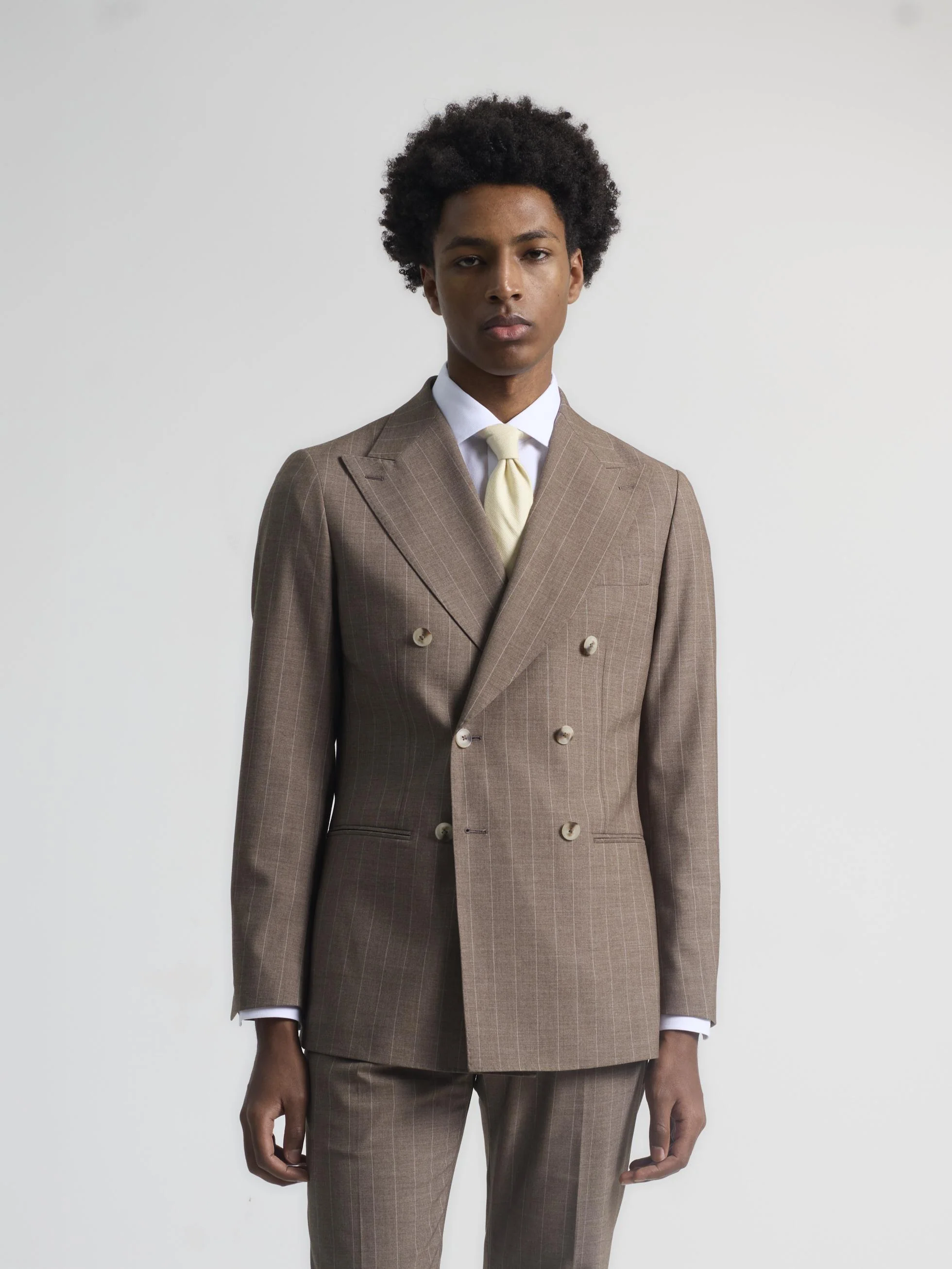 TRAJE CRUZADO RAYA DIPLOMÁTICA MARRÓN - Image 3