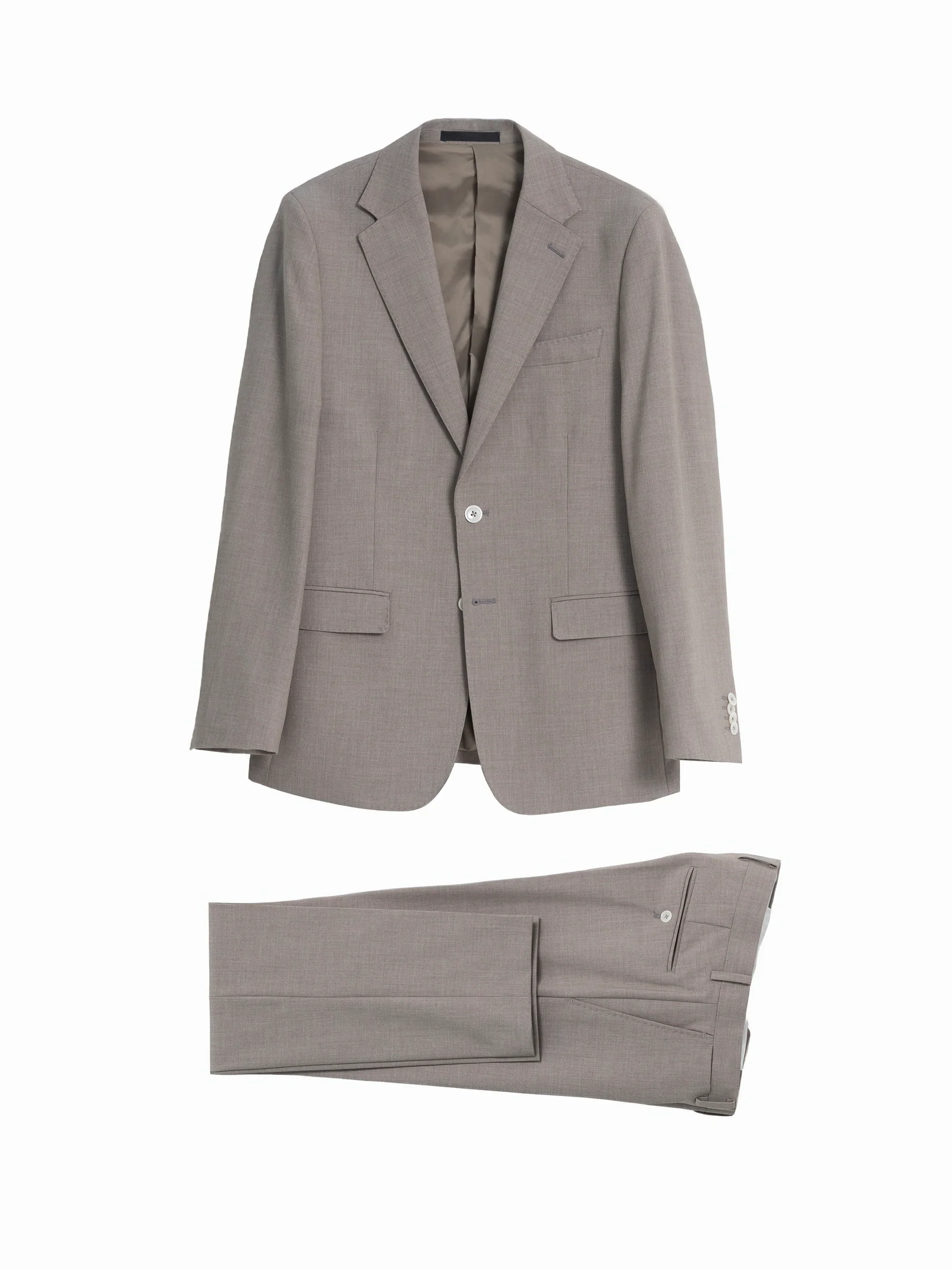 TRAJE LANA FALSO LISO BEIGE - Image 5