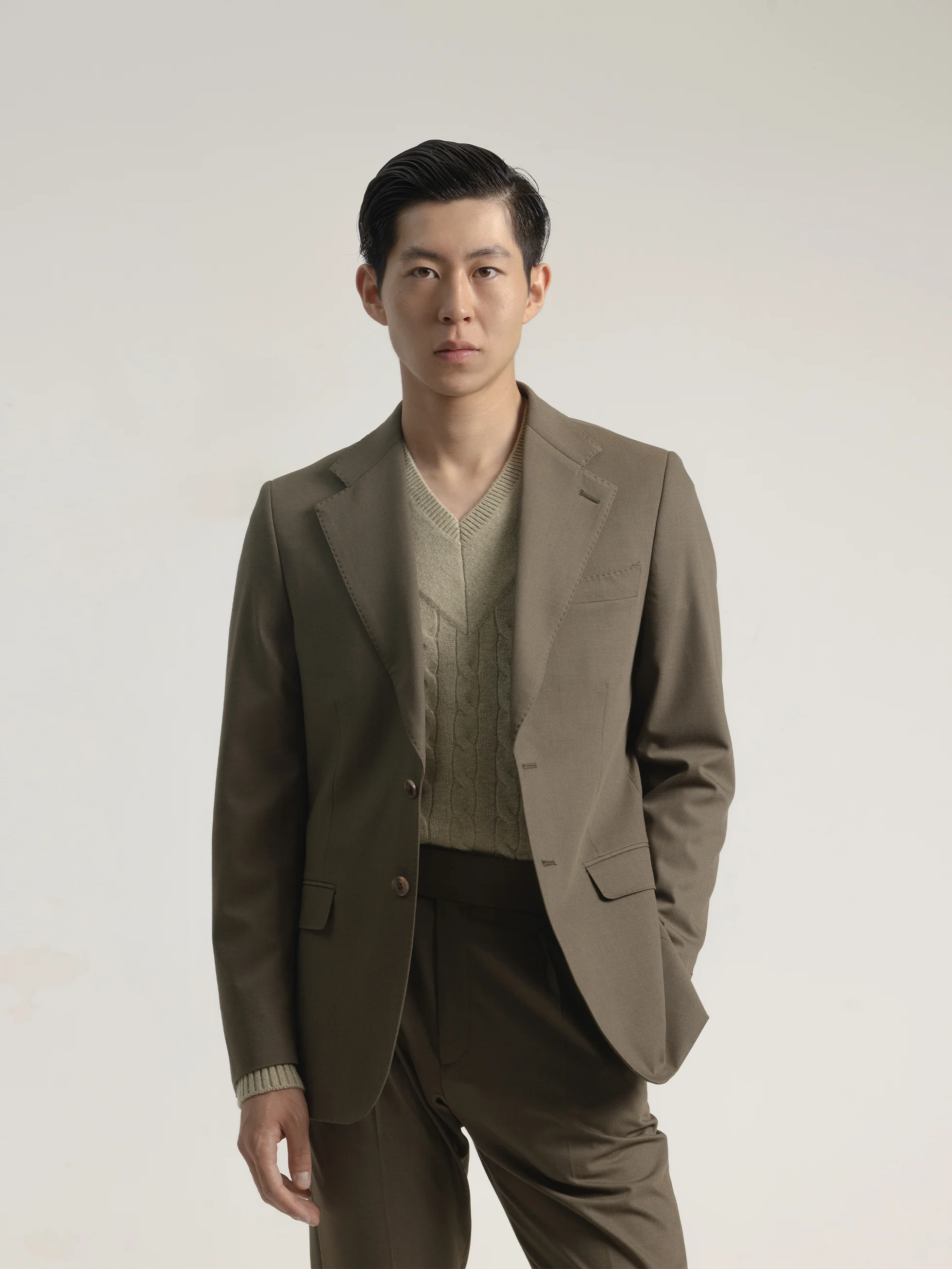 TRAJE FIL A FIL VERDE OLIVA - Image 3