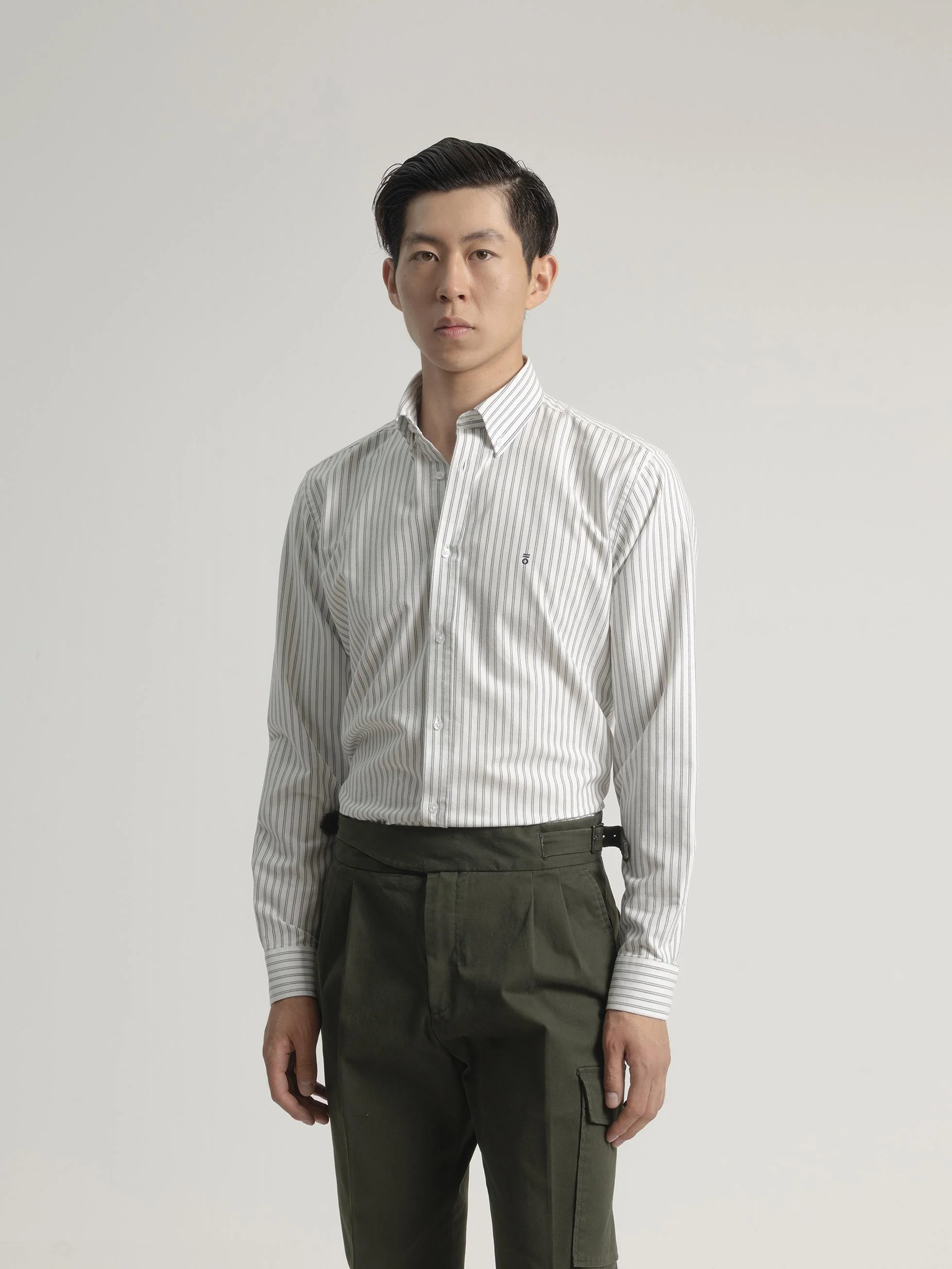 CAMISA OXFORD RAYA COMBINADA ALGODÓN VERDE - Image 3