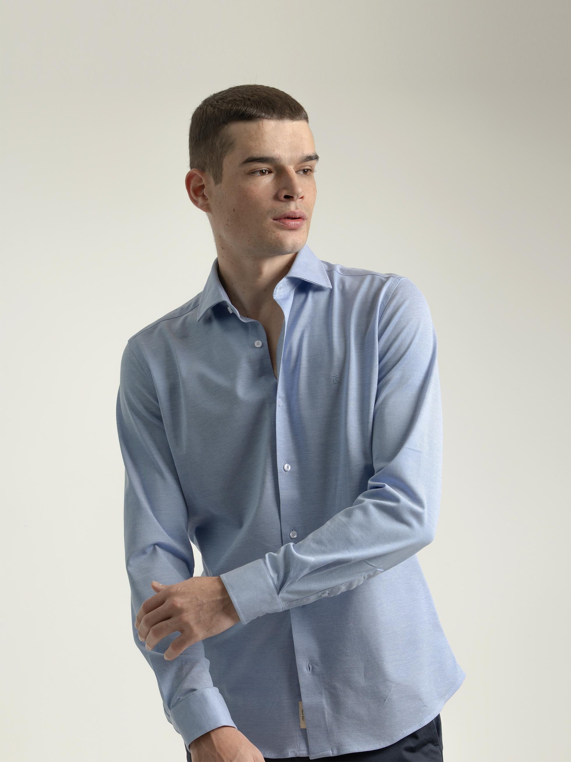 CAMISA MICRO ESTRUCTURA ALGODÓN AZUL - Image 3