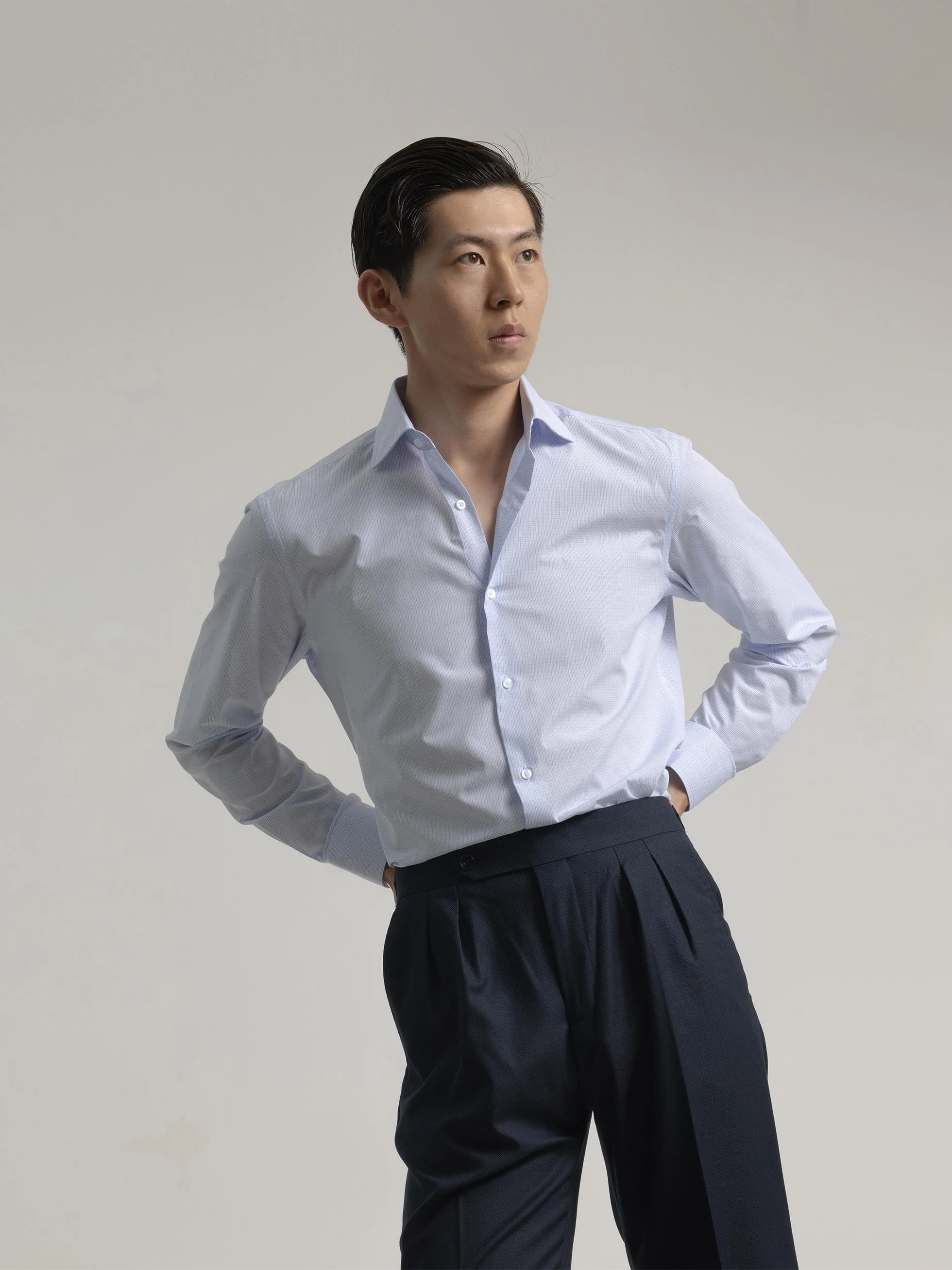 CAMISA VESTIR CUADROS AZUL CELESTE - Image 3