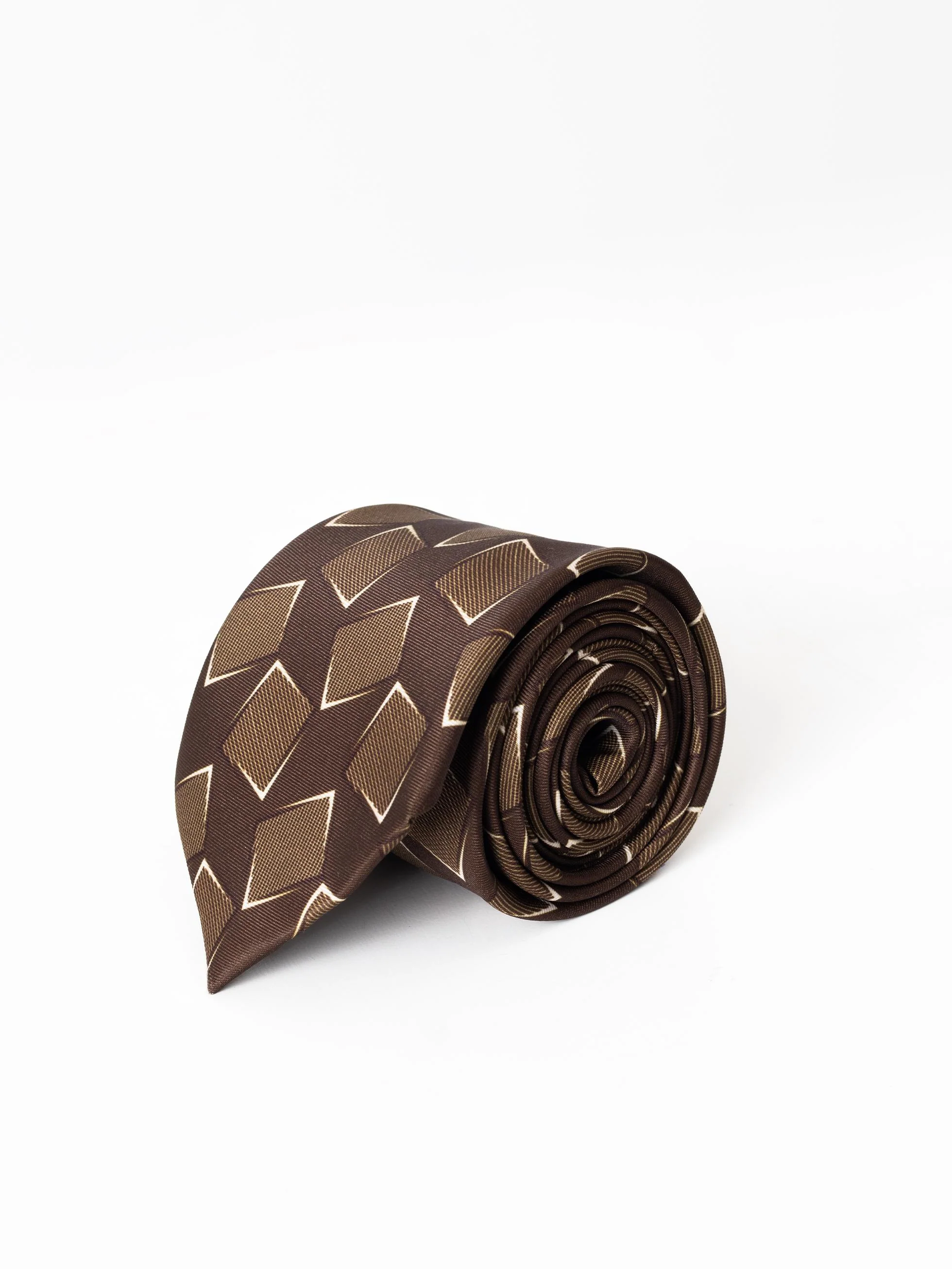 CORBATA ESTAMPADO GEOMÉTRICO MARRÓN
