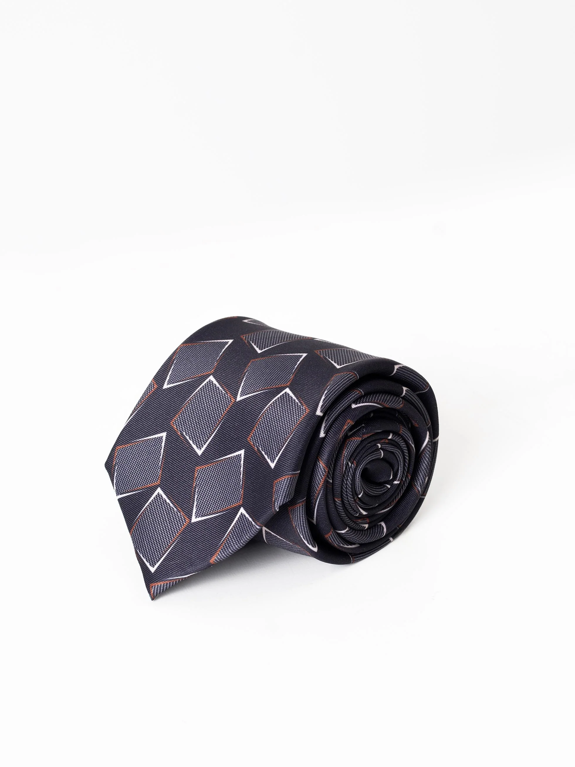 CORBATA ESTAMPADO GEOMÉTRICO GRIS
