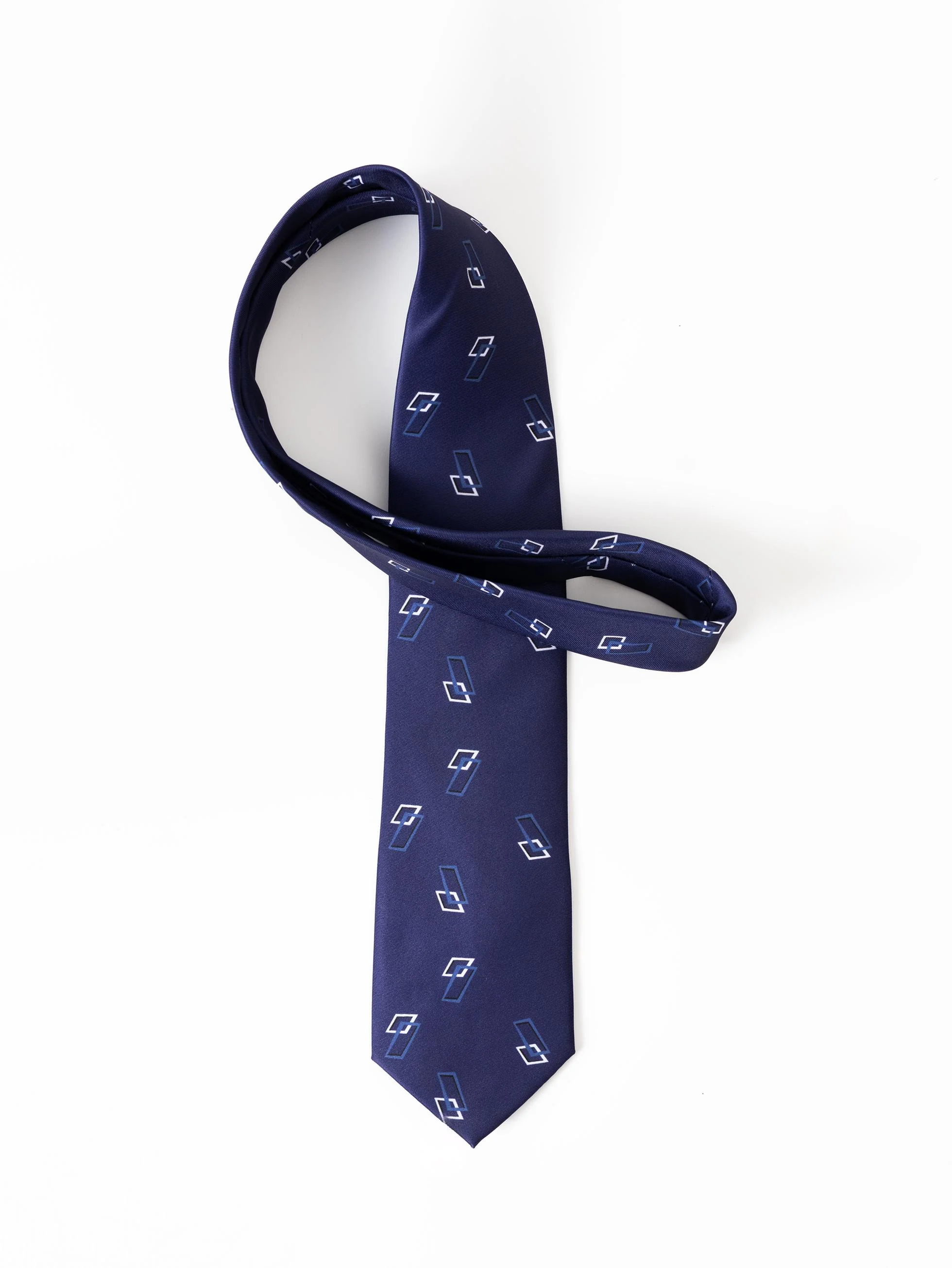 CORBATA ESTAMPADO GEOMÉTRICO ROMBOS AZUL TINTA - Image 2