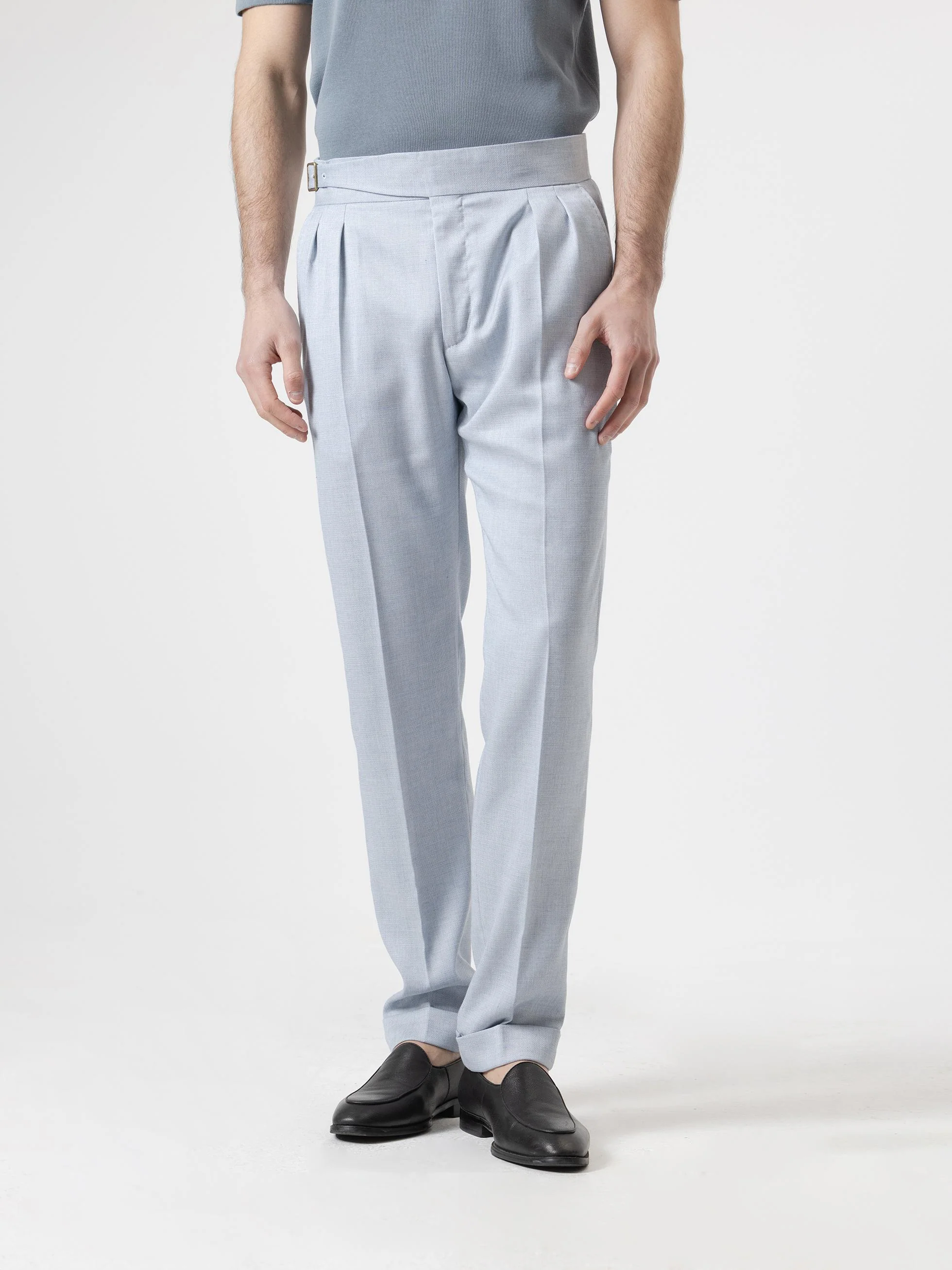 PANTALÓN GURKHA LINO CELESTE - Image 3